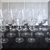 G02. Etched glass stemware. 